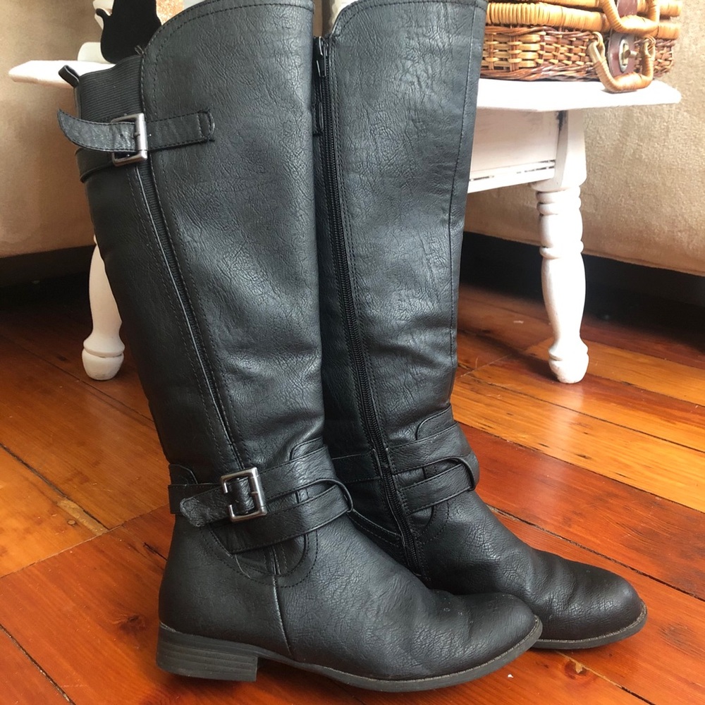 Faux Leather Riding Boots